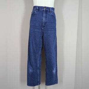COS High Rise Wide Leg Cropped Jeans Blue Size 26 Minimalist